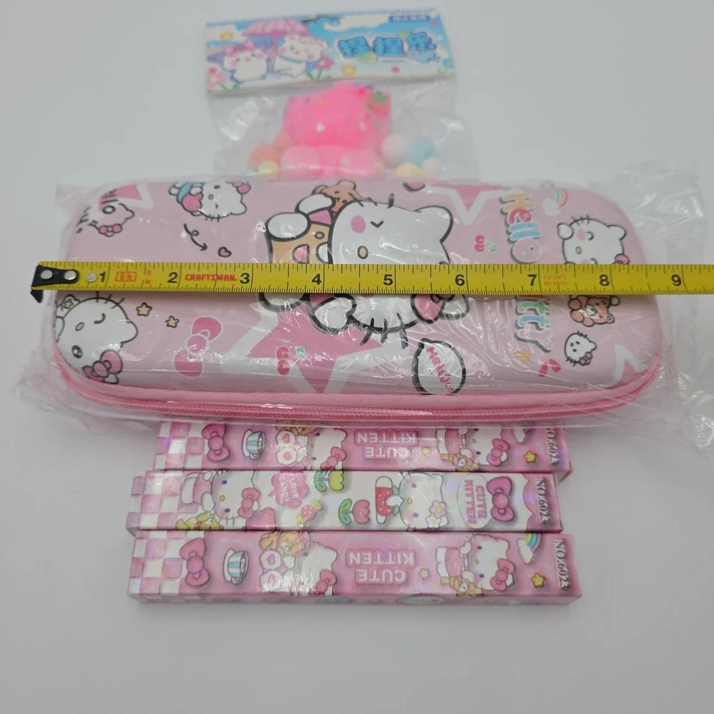 NEW! Sanrio Hello Kitty Stationery Set - Pencil Case, Mystery Pens+Bonus Squishy